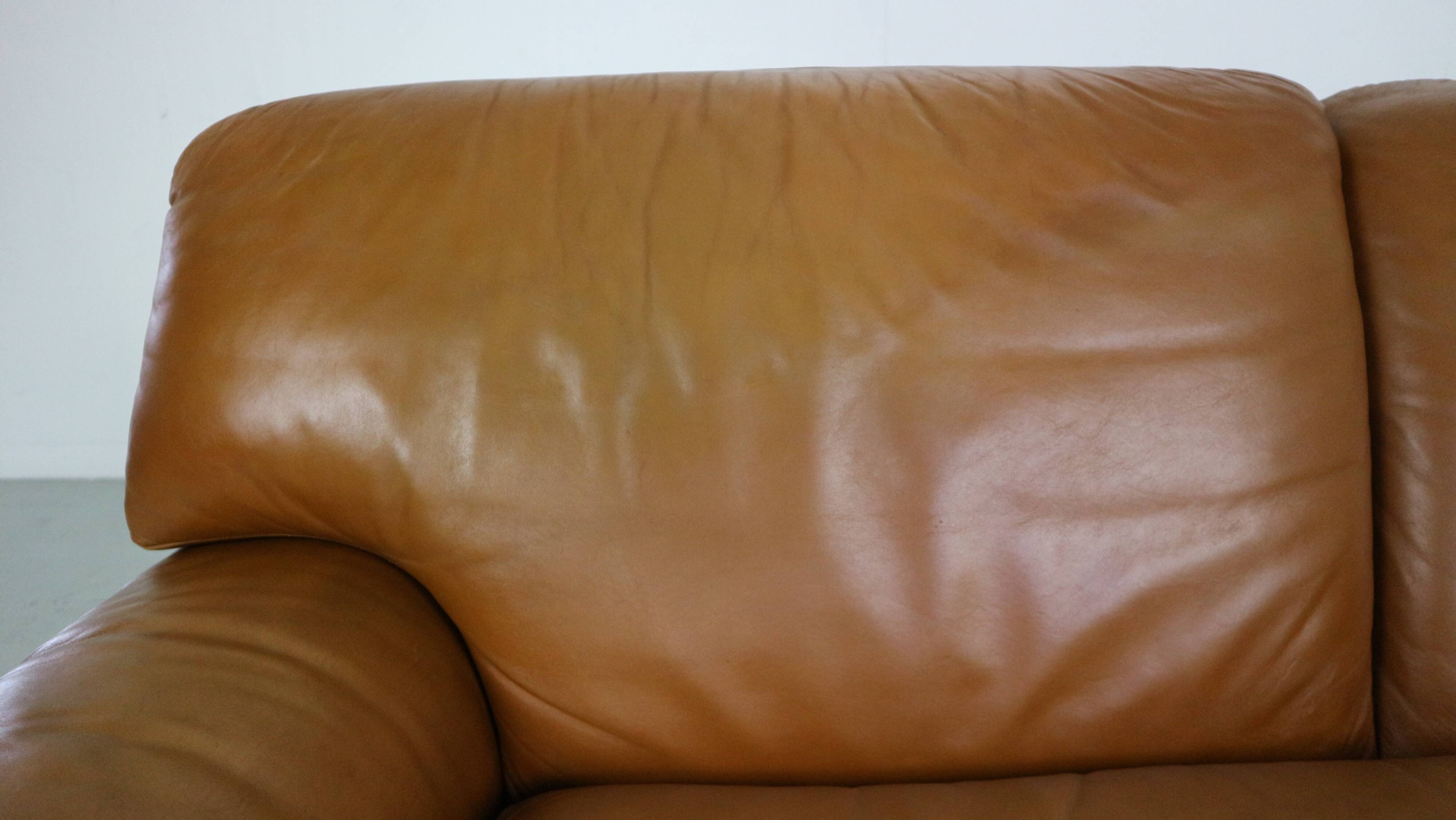 Cini Boeri Cognac Leather 2 Seater "Bengodi" Sofa For Arflex, 1970 Italy