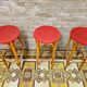 Set de 3 tabourets de bar en bois courbé 1960