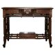 19th-century carved walnut desk with a leather top.