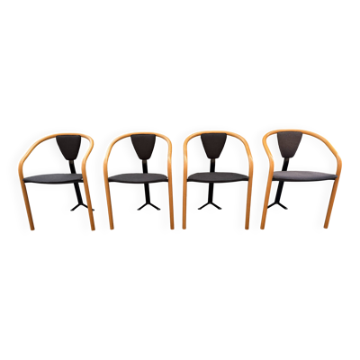 Lot de 4 chaises Tacchi de Toshiyuki Kita Japon années 80