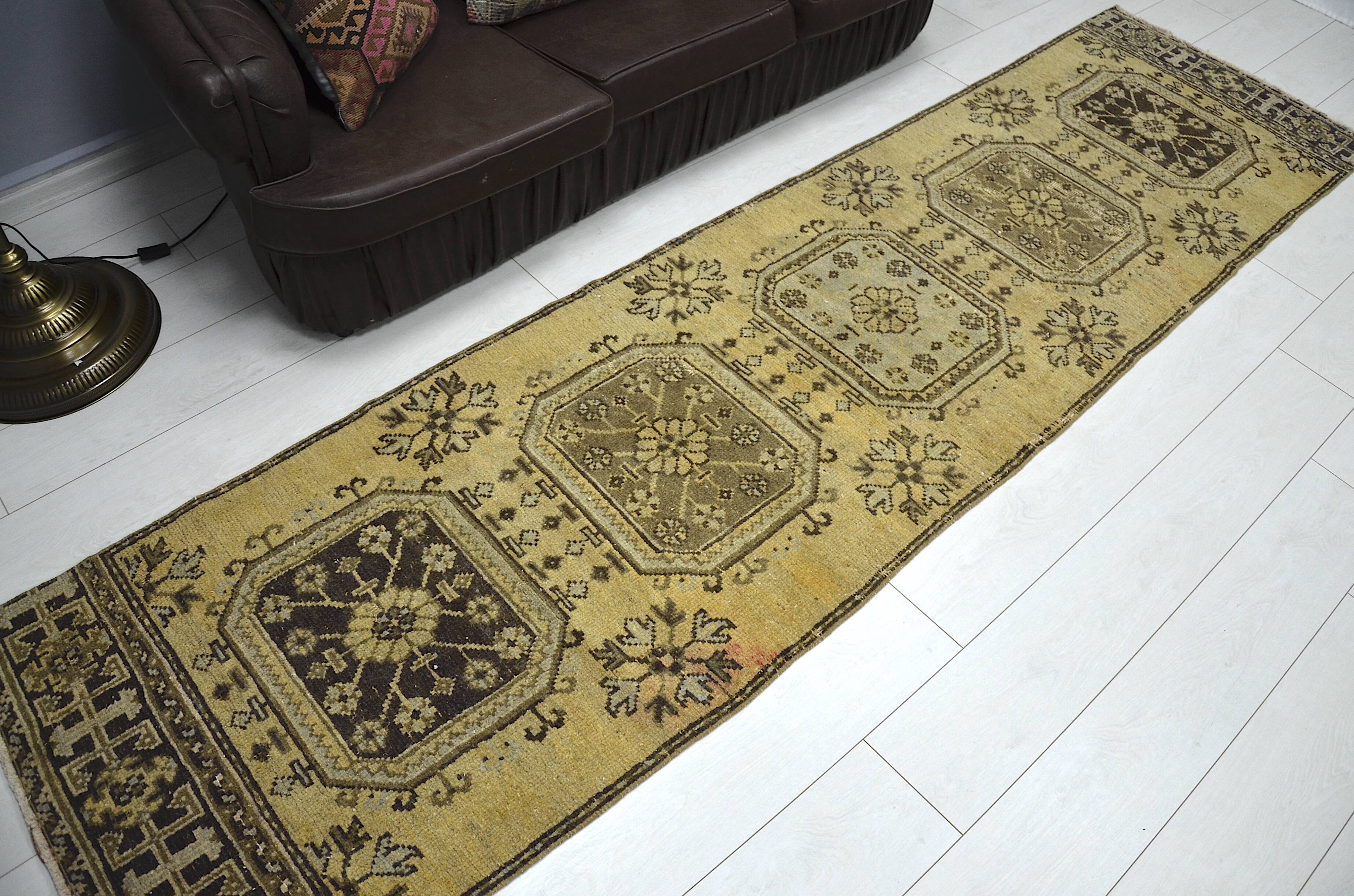Yellow & Brown Turkish Wool Rug sku 2223