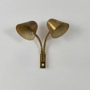 Double orientable vintage patinated brass wall light, Jacques Biny France 1950.