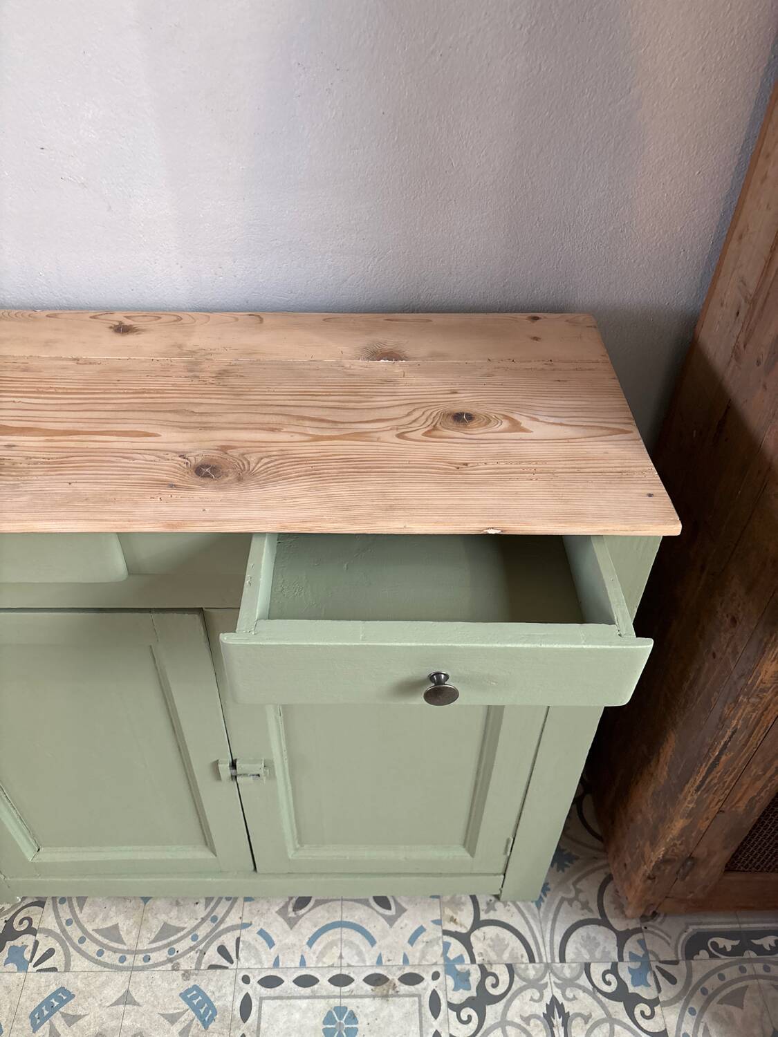 Old sage green sideboard