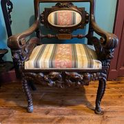 Carved reception armchair, neo-Renaissance style