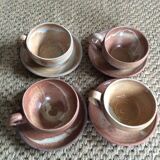 Series of 4 stoneware coffee cups