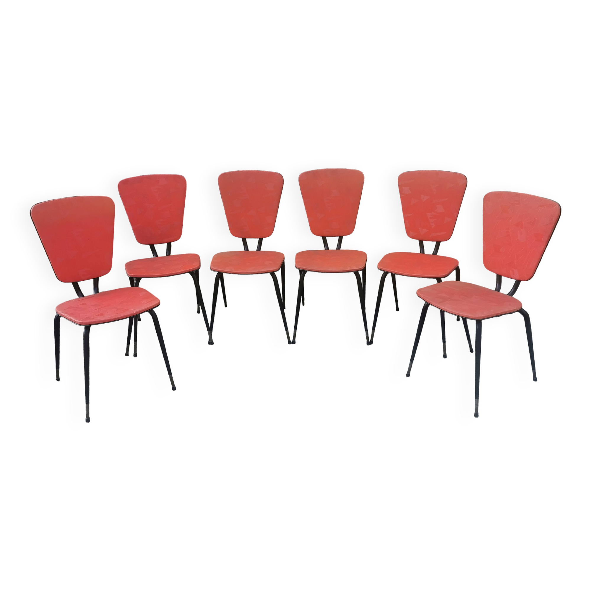 Set of 6 vintage "compass feet" chairs