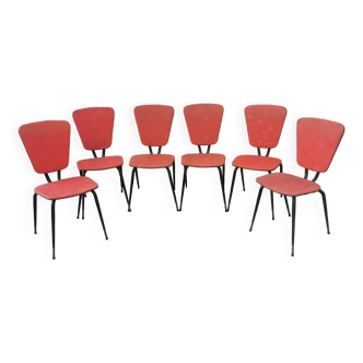 Serie de 6 chaises vintage "pieds compas"
