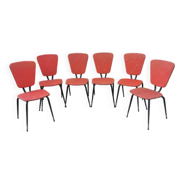 Serie de 6 chaises vintage "pieds compas"