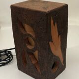 Brutalist ceramic lamp with stylized bird decor