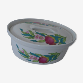 Plat porcelaine de Paris modèle Abondance fleurs roses