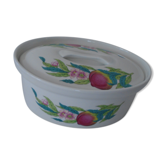 Porcelain dish of Paris model Abondance pink flowers