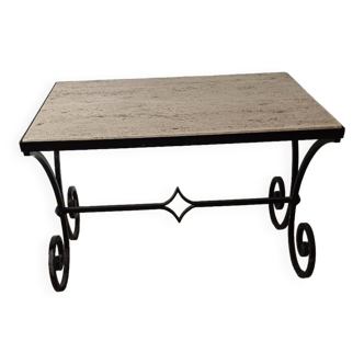 Travertine side table
