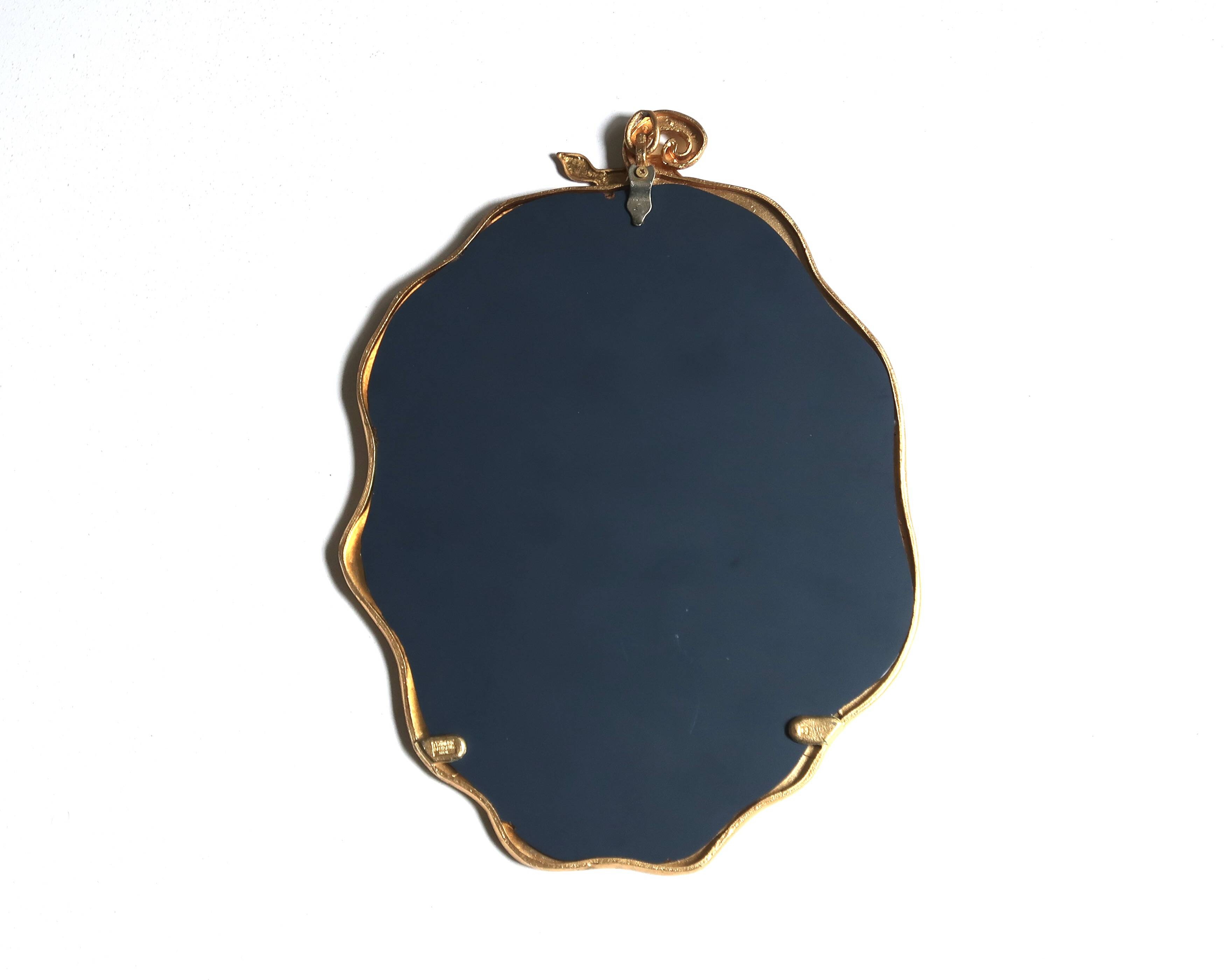 Gilded mirror with bird by Edouard Rambaud, 1990s