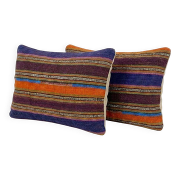 Set of 2 vintage kilim cushion covers 41x61 cm