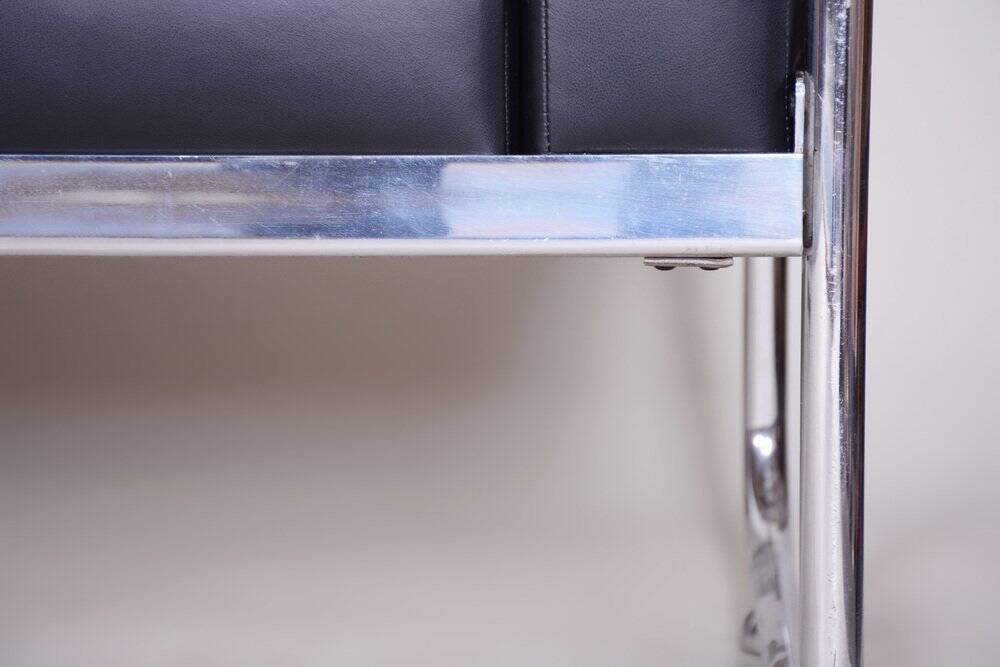 Bauhaus Sofa in Chrome and Leather by Vichr a Spol, Czech, 1930s