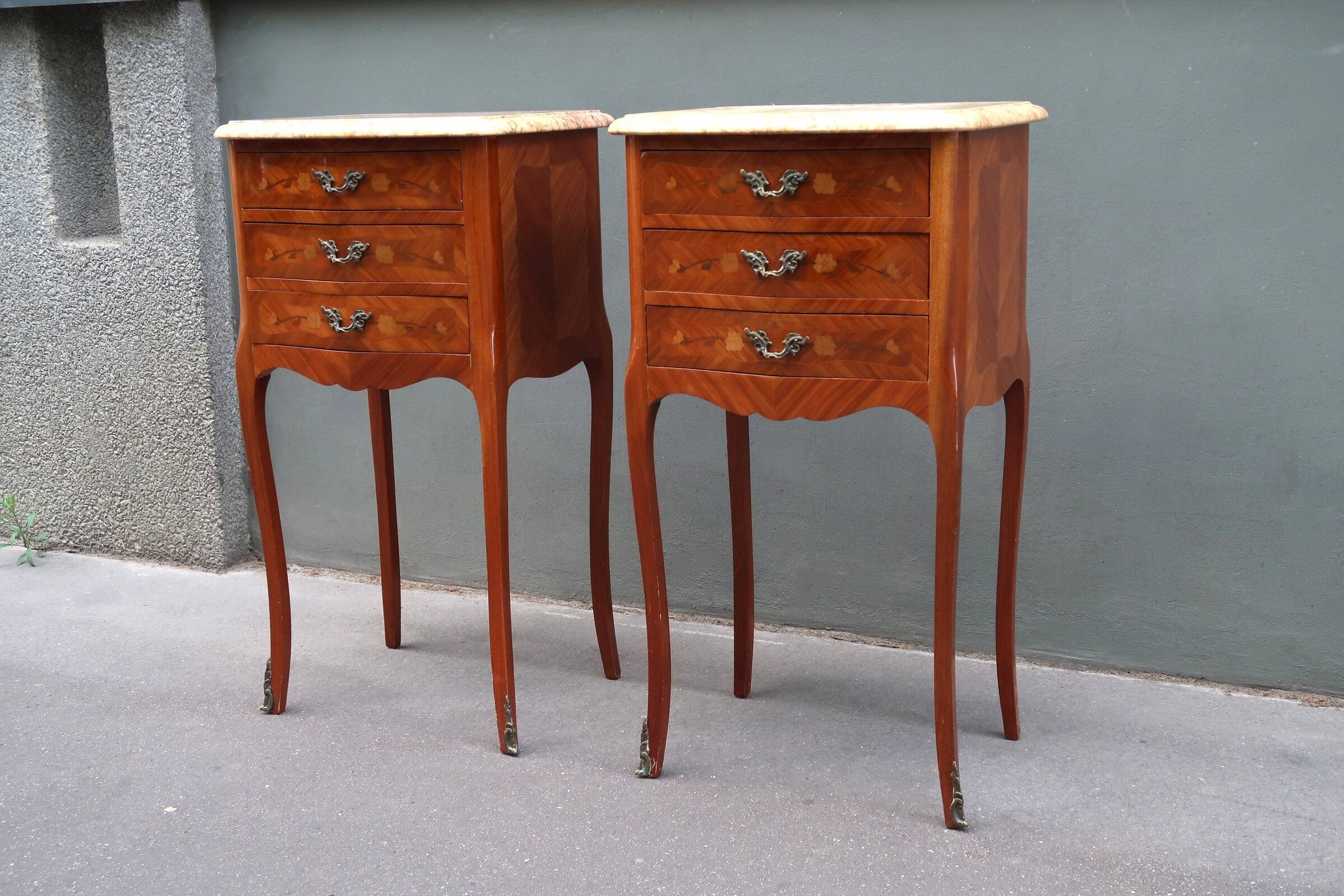 Pair of Louis XV style bedside tables