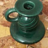 Saint-Clément green ceramic candlestick, 1950s