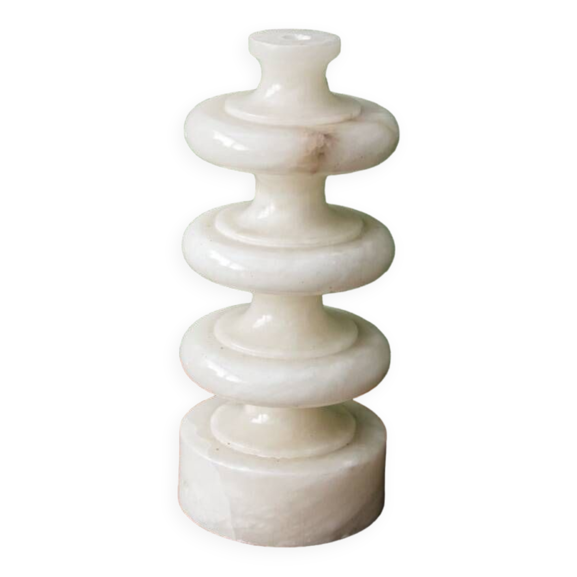 70s designer lamp base, twisted white marble
