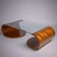 c. 1980 - Sculptural coffee table in walnut and tempered glass - France