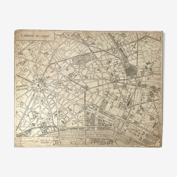 Carte ancienne cartonnée de Paris - 8ème Arrondissement
