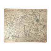 Old cardboard map of Paris - 8th Arrondissement