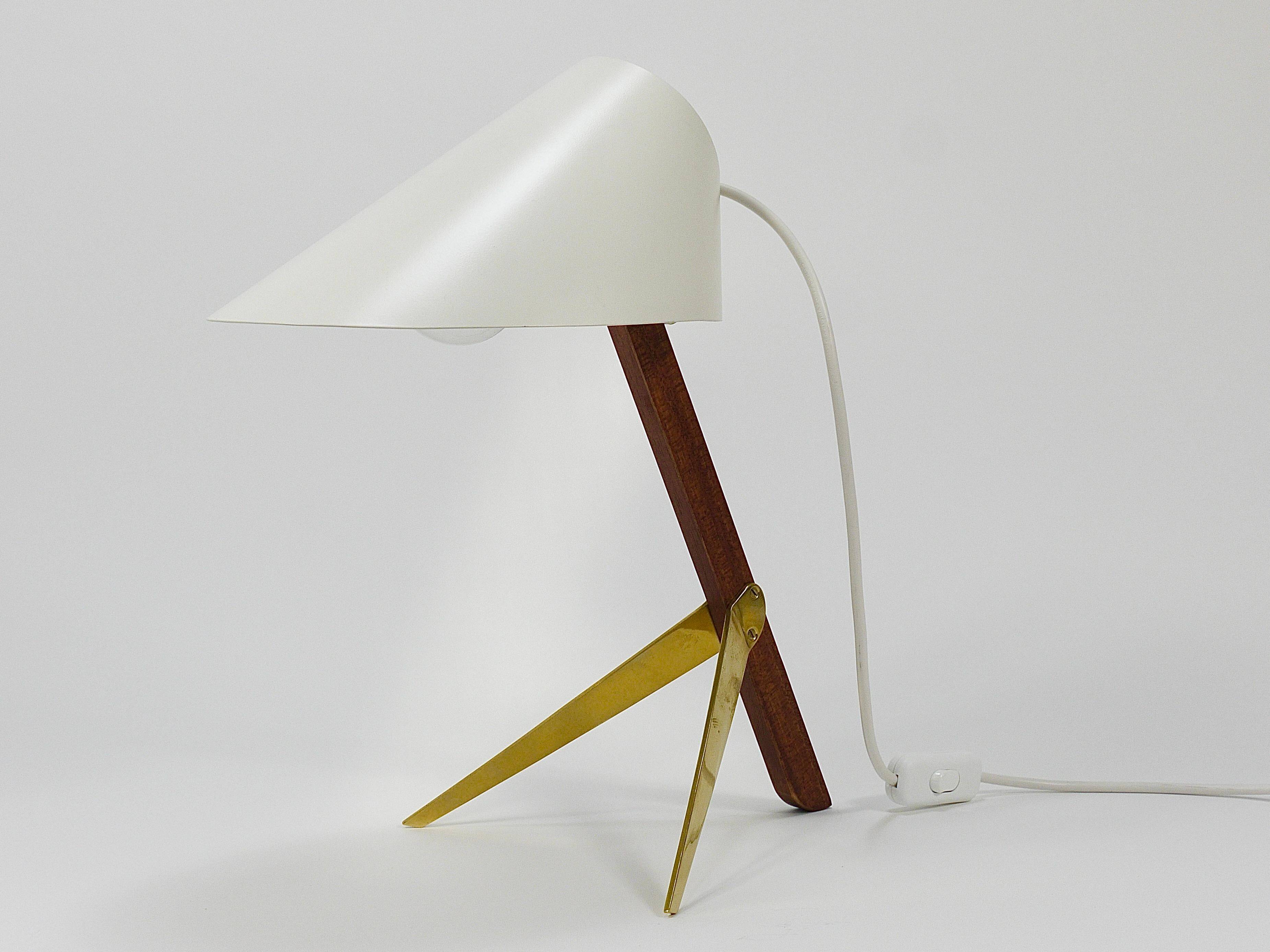 Two white desk lamps "Billy TL" by J.T. Kalmar, Vienna, mid-century style.
