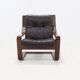 Fauteuil lounge scandinave en bois courbé et cuir 1960