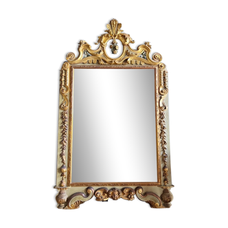 Italian mirror from the Napoleon III period in painted and gilded wood