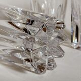 Six vintage crystal juice glasses, three large, three medium
