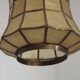 French Vintage Capiz Shell Hanging Pendant Light in Brass Metal and Copper