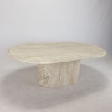 Italian Oval Travertine Coffee Table, 1984