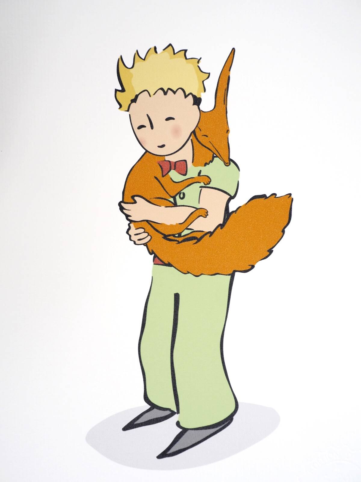 Antoine de Saint-Exupéry: The Little Prince cuddles the Fox - Lithograph
