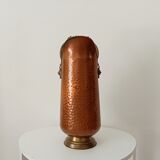 Coal bucket in hammered copper, brass and porcelain