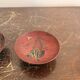 Antique Pair of Sake Cups Sakazuki in Japanese Lacquer Decorated with Maki Crane Meiji Era X