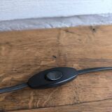 Table lamp in turned wood and rope