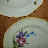 10 dessert plates painted decorated with flowers, insects (all different)