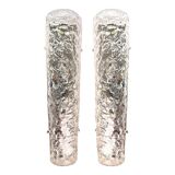 Set of Two Italian Transparent Hammered Glass Wall Sconces
