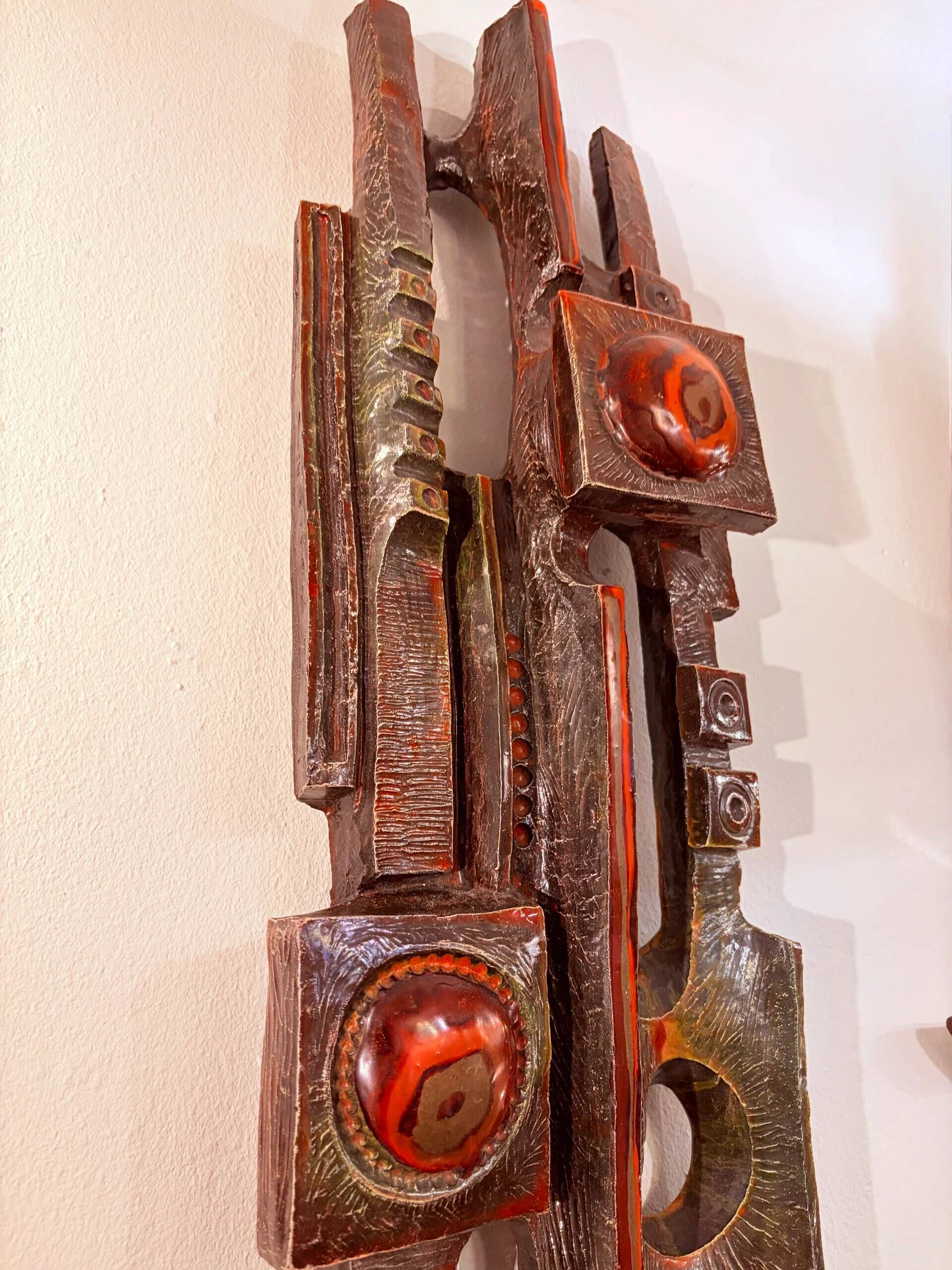 Brutalist wall sculpture, Ars Munda, German, 1970s