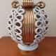 Sainte Radegonde ball vase in white and gold earthenware circa 1940-1950