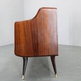 Buffet italien organique des années 1950 avec plateau en verre et 4 tiroirs