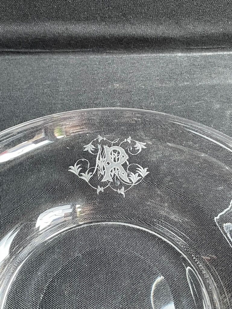 Dessert cup (compotier) with monogrammed light crystal top