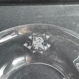Coupe à dessert (compotier) avec plateau monogrammés en cristal léger