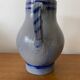 Antique Blue Stoneware Pitcher Deco Flowers 2 Liters Vintage
