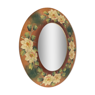 Large wooden mirror décor flowers painted Russian hand