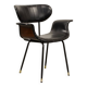 Italian Design Rosewood 'Swan' Side Chair with Black Leatherette Upholstery
