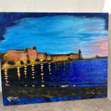 Landscape of the port of Collioure signed