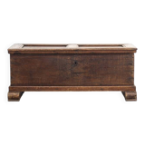 Rustic and weathered antique oak chest from the 18th century.