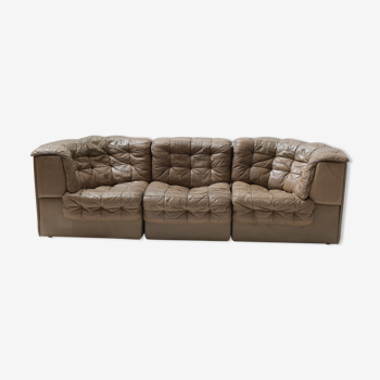 DS 11 modular sofa in brown patchwork leather by De Sede Team for De Sede Swiss