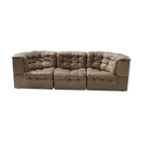 DS 11 modular sofa in brown patchwork leather by De Sede Team for De Sede Swiss
