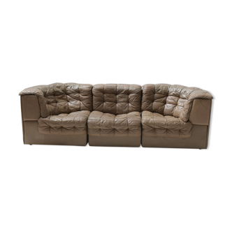 DS 11 modular sofa in brown patchwork leather by De Sede Team for De Sede Swiss